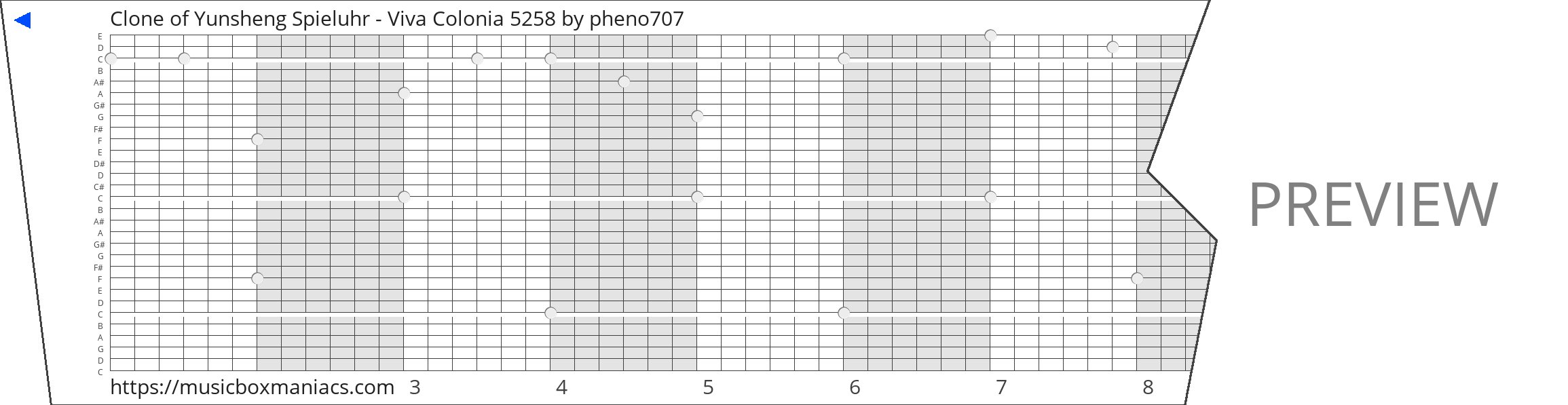 Clone of Yunsheng Spieluhr - Viva Colonia 5258 30 note music box paper strip