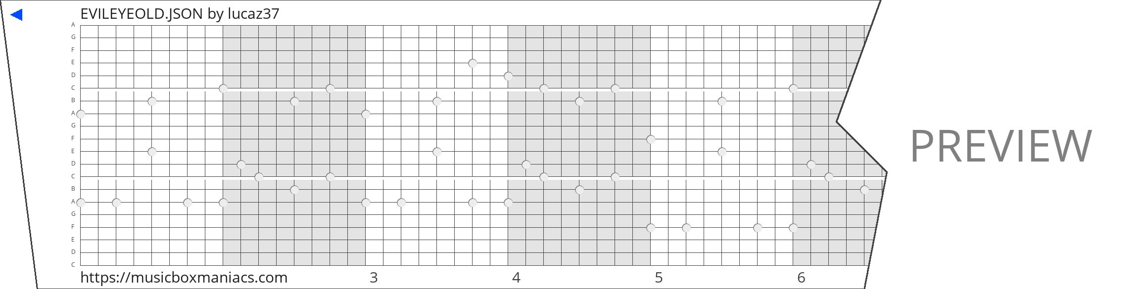 EVILEYEOLD.JSON 20 note music box paper strip