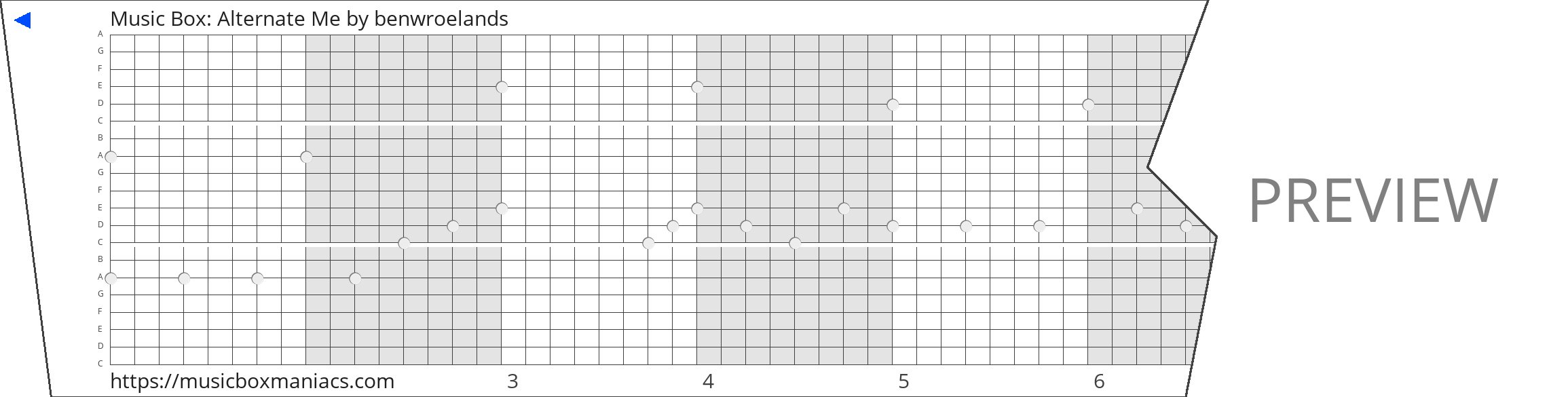 Music Box: Alternate Me 20 note music box paper strip