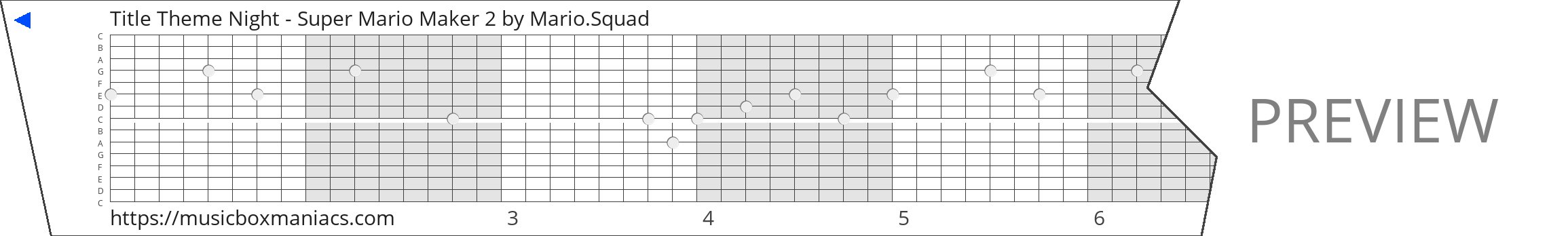 Title Theme Night - Super Mario Maker 2 15 note music box paper strip