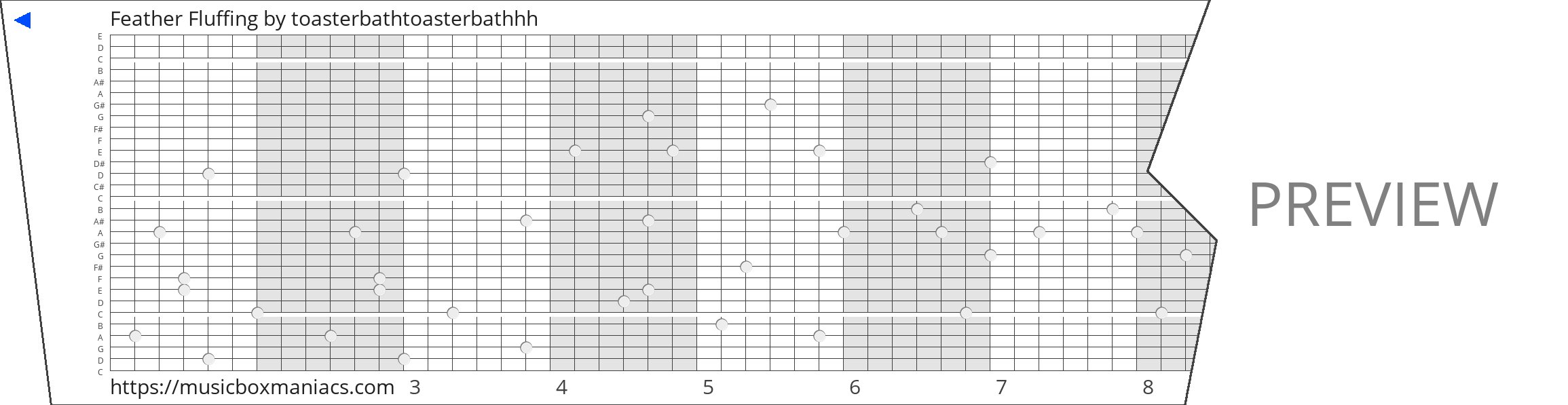 Feather Fluffing 30 note music box paper strip