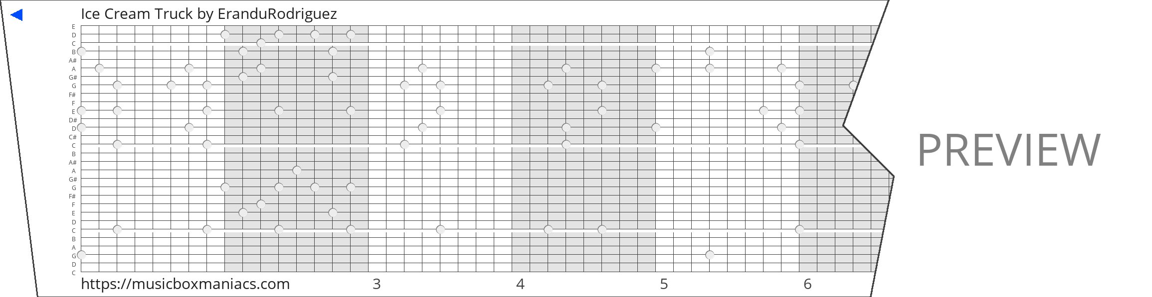 Ice Cream Truck 30 note music box paper strip