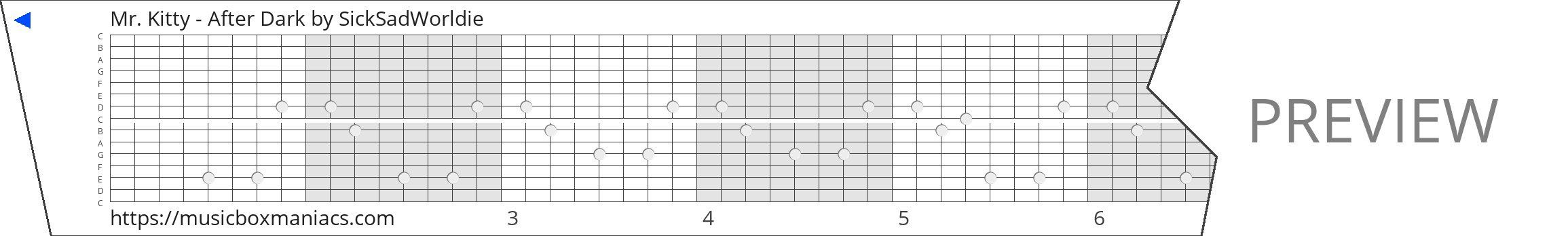 Mr. Kitty - After Dark 15 note music box paper strip