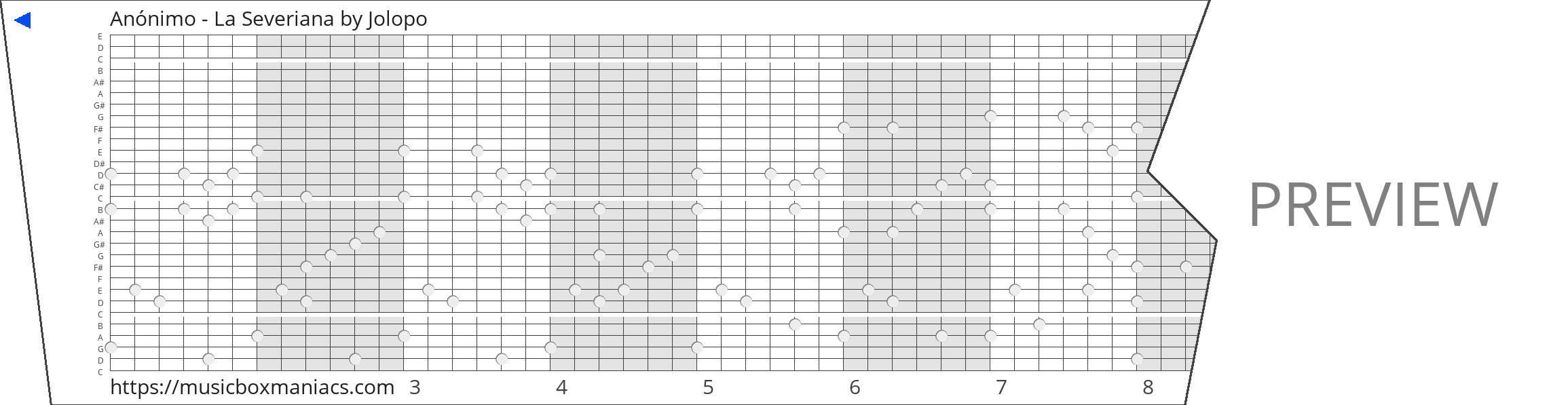 Anónimo - La Severiana 30 note music box paper strip