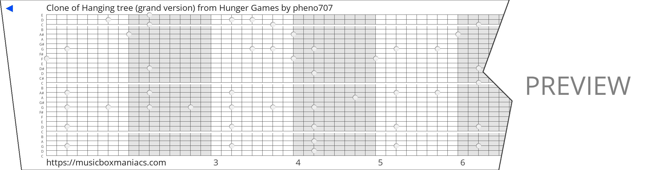 Clone of Hanging tree (grand version) from Hunger Games 30 note music box paper strip