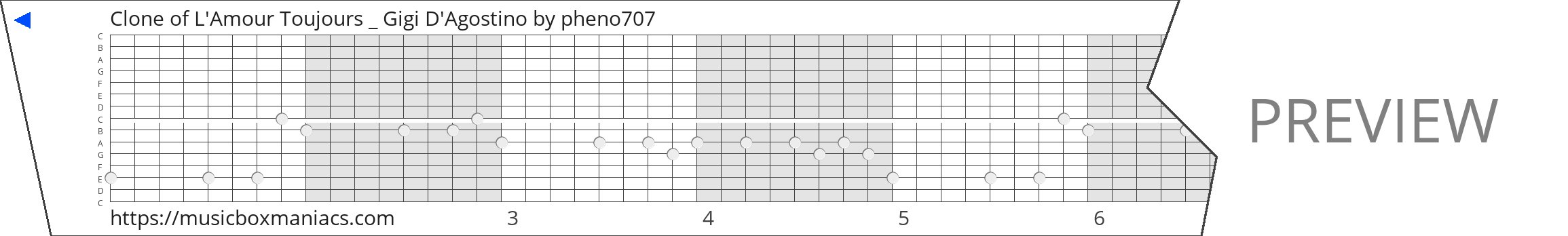 Clone of L'Amour Toujours _ Gigi D'Agostino 15 note music box paper strip