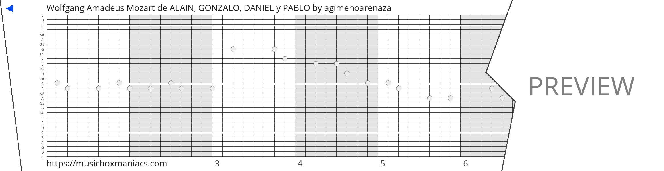 Wolfgang Amadeus Mozart de ALAIN, GONZALO, DANIEL y PABLO 30 note music box paper strip