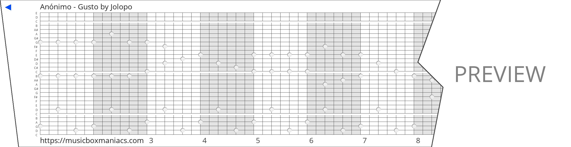 Anónimo - Gusto 30 note music box paper strip