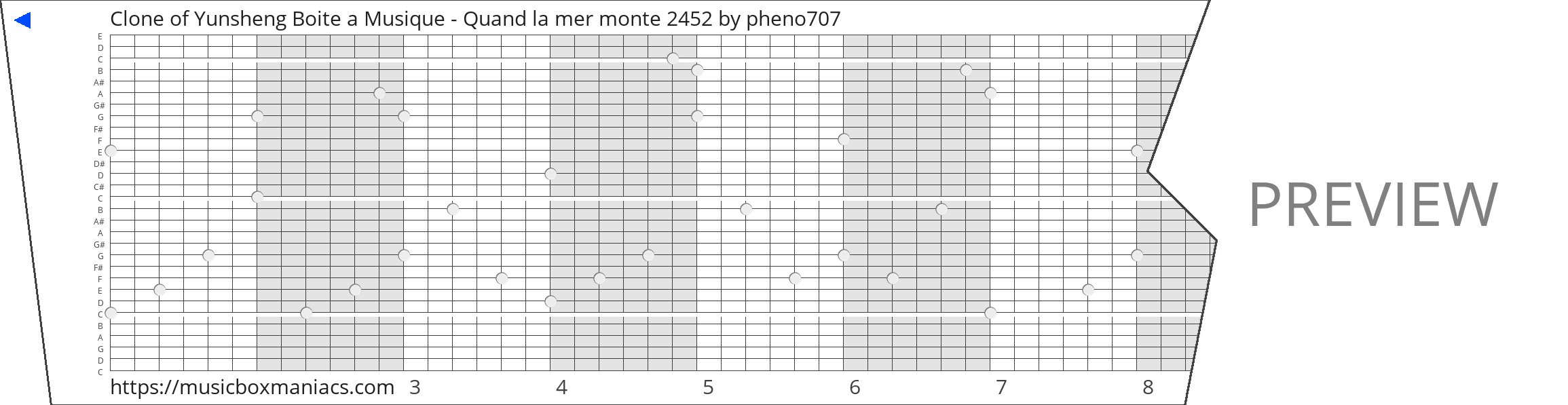 Clone of Yunsheng Boite a Musique - Quand la mer monte 2452 30 note music box paper strip