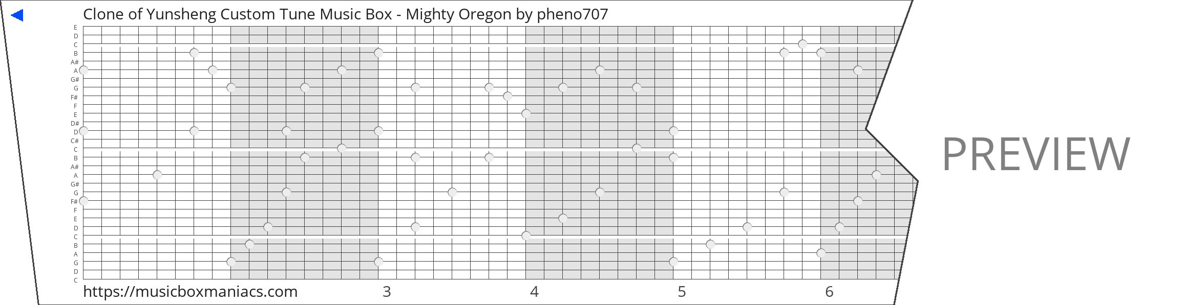 Clone of Yunsheng Custom Tune Music Box - Mighty Oregon 30 note music box paper strip