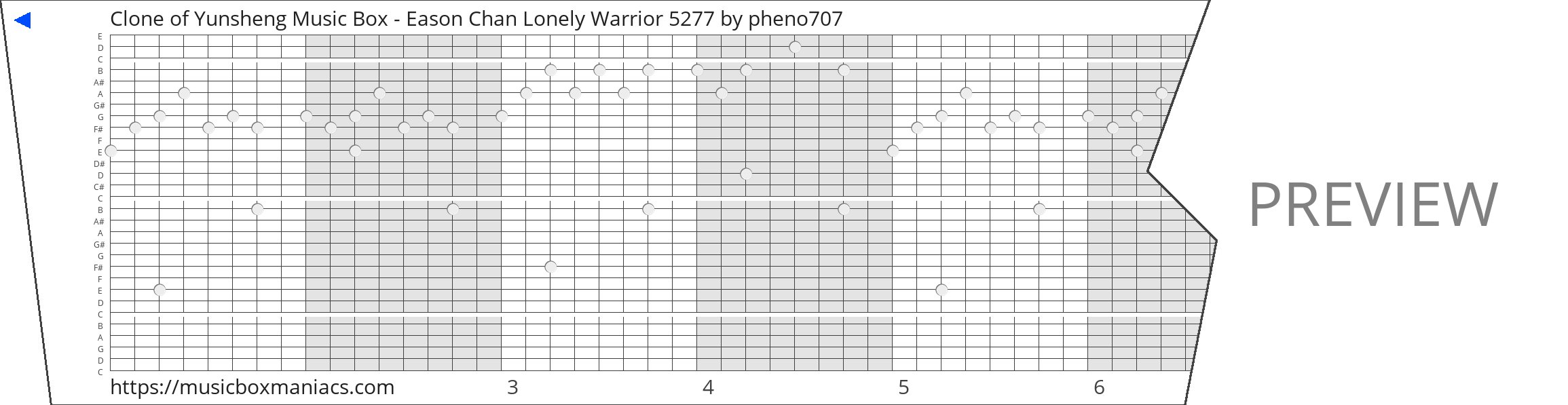 Clone of Yunsheng Music Box - Eason Chan Lonely Warrior 5277 30 note music box paper strip