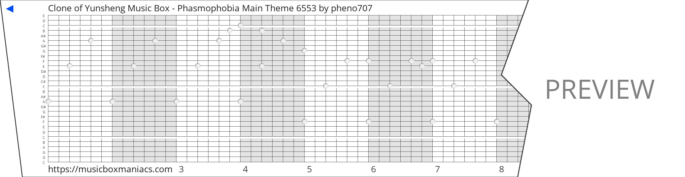 Clone of Yunsheng Music Box - Phasmophobia Main Theme 6553 30 note music box paper strip