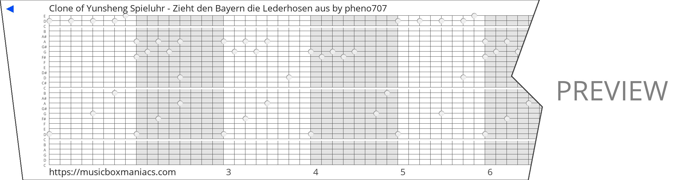 Clone of Yunsheng Spieluhr - Zieht den Bayern die Lederhosen aus 30 note music box paper strip