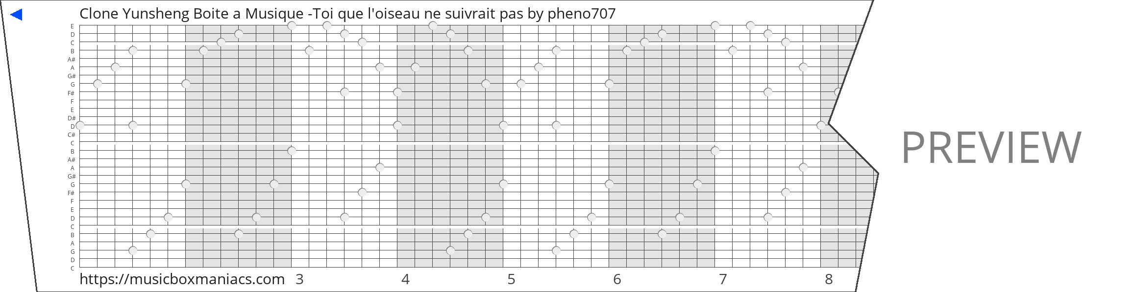 Clone Yunsheng Boite a Musique -Toi que l'oiseau ne suivrait pas 30 note music box paper strip
