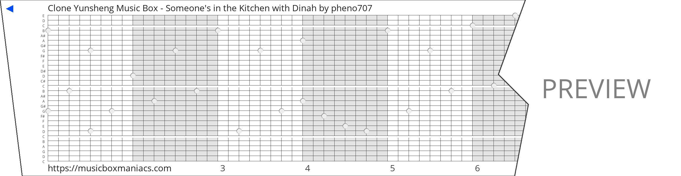 Clone Yunsheng Music Box - Someone's in the Kitchen with Dinah 30 note music box paper strip