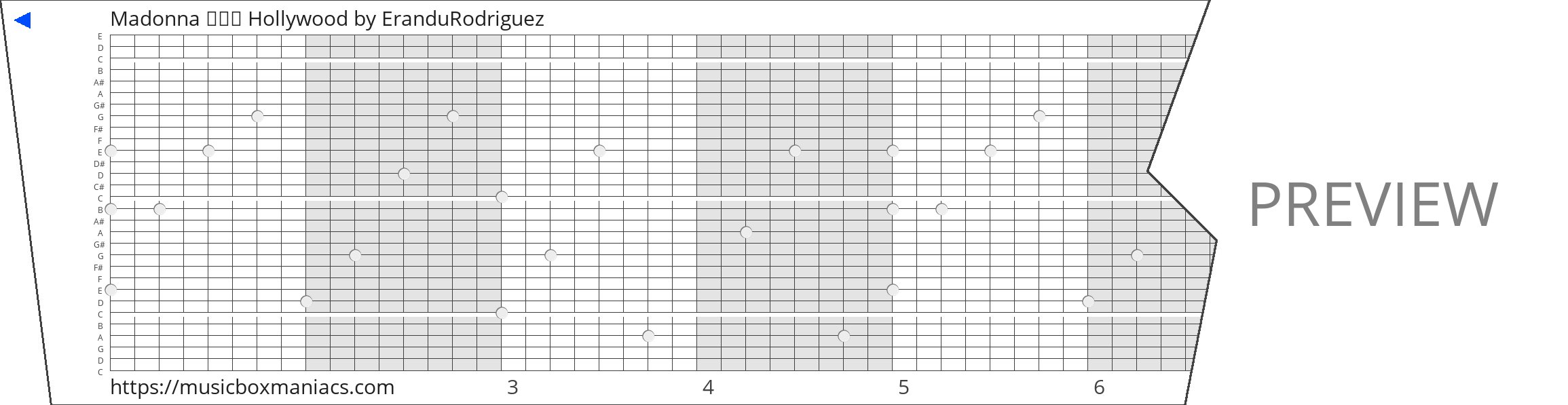 Madonna ✰✰✰ Hollywood 30 note music box paper strip