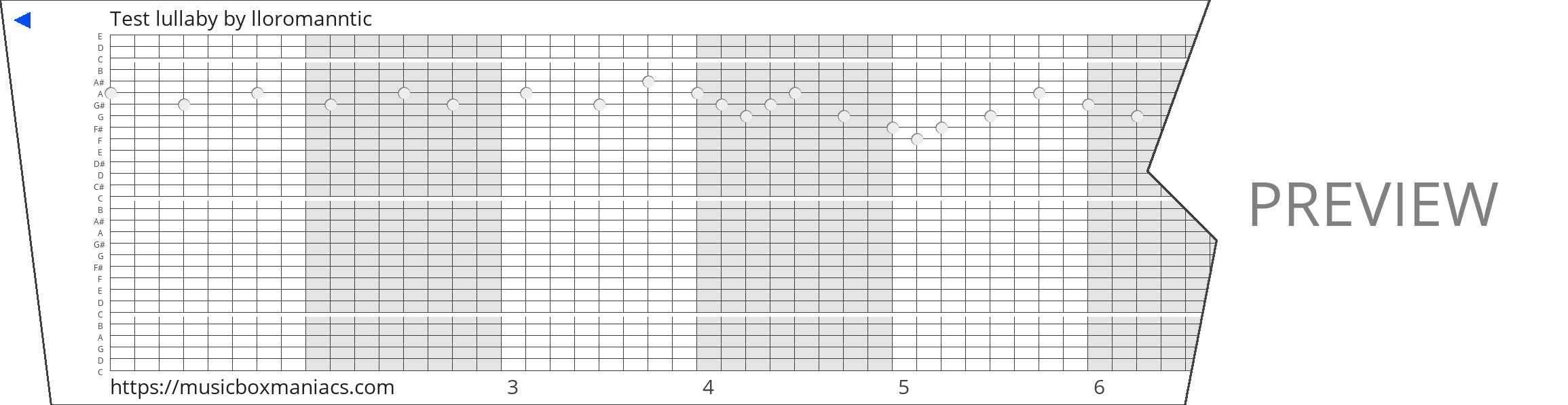 Test lullaby 30 note music box paper strip