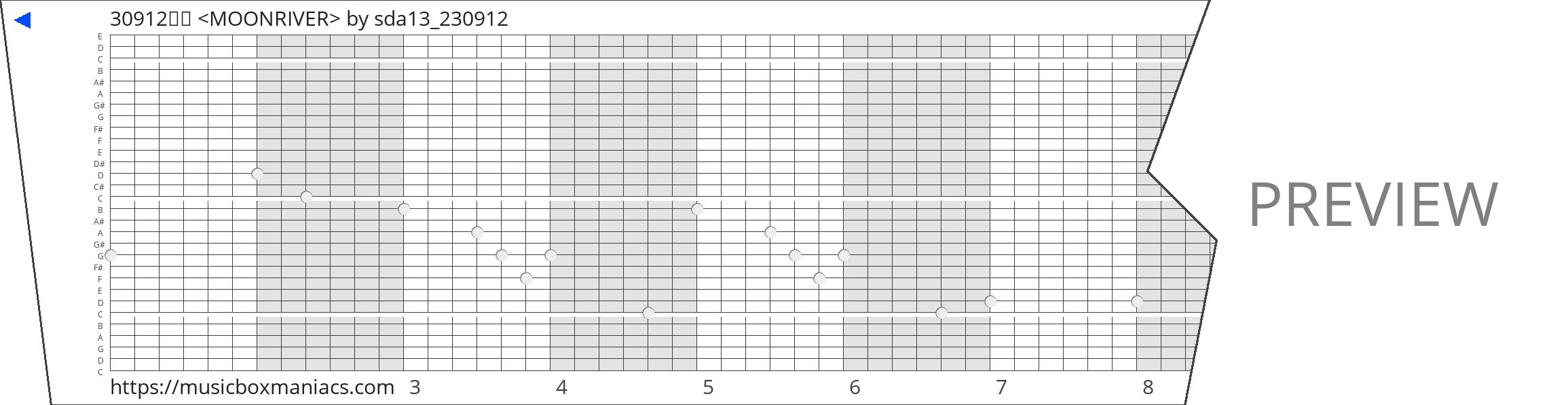30912오늘 <MOONRIVER> 30 note music box paper strip