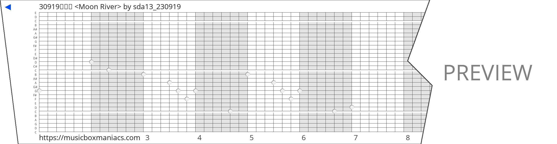 30919이하랑 <Moon River> 30 note music box paper strip