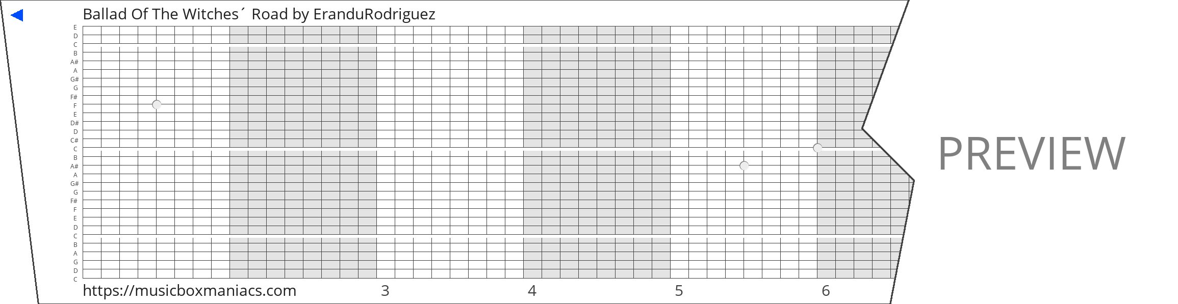 Ballad Of The Witches´ Road 30 note music box paper strip