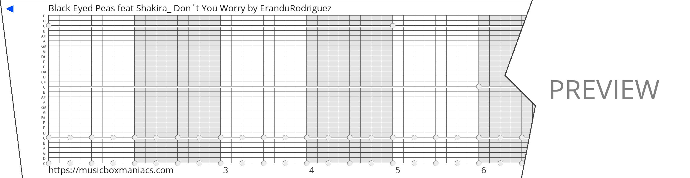 Black Eyed Peas feat Shakira_ Don´t You Worry 30 note music box paper strip