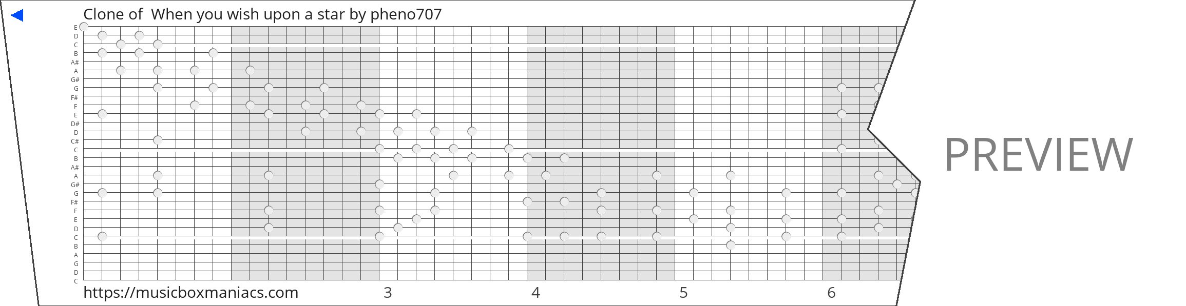 Clone of  When you wish upon a star 30 note music box paper strip