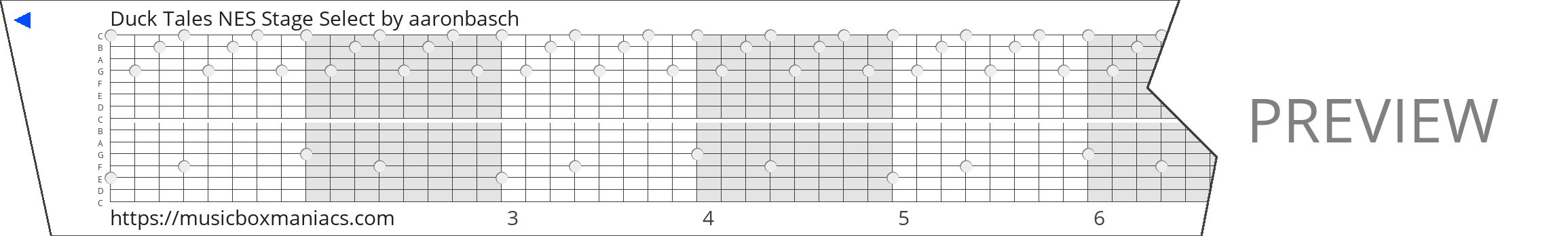 Duck Tales NES Stage Select 15 note music box paper strip