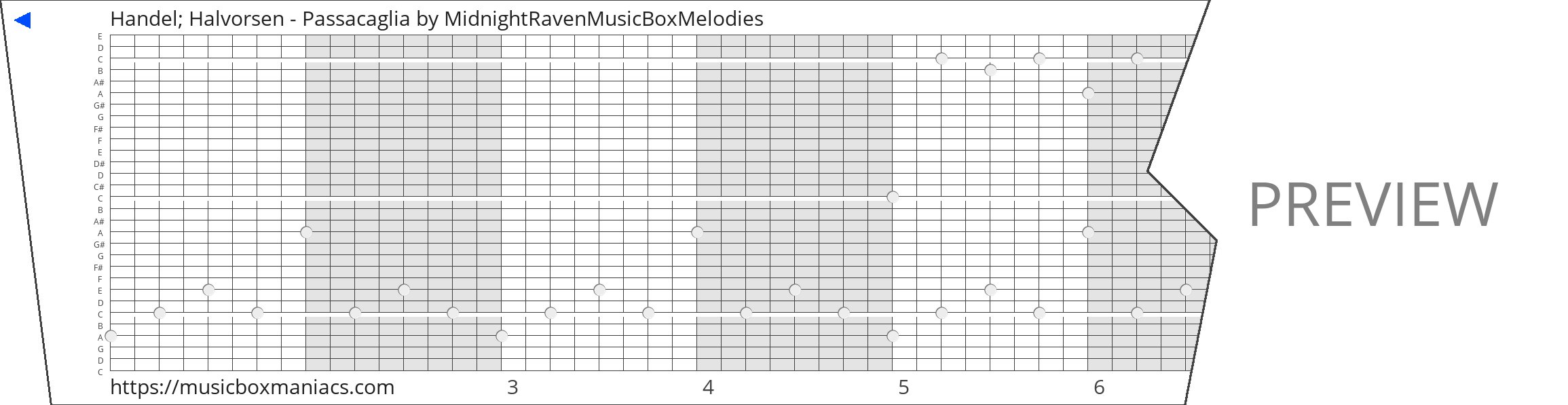 Handel; Halvorsen - Passacaglia 30 note music box paper strip