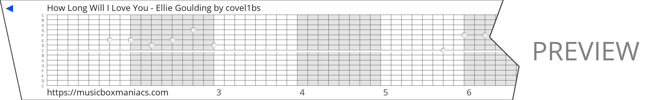 How Long Will I Love You - Ellie Goulding 15 note music box paper strip