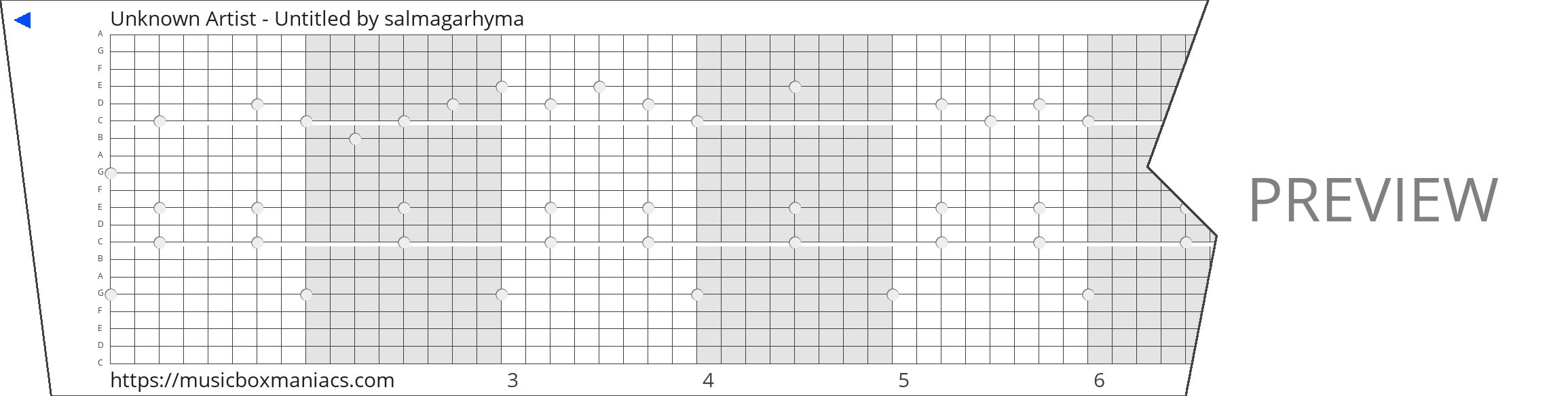 Unknown Artist - Untitled 20 note music box paper strip