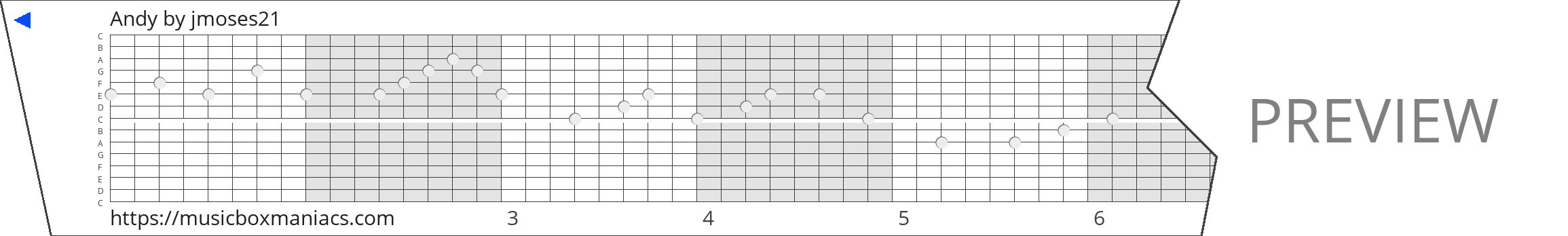 Andy 15 note music box paper strip