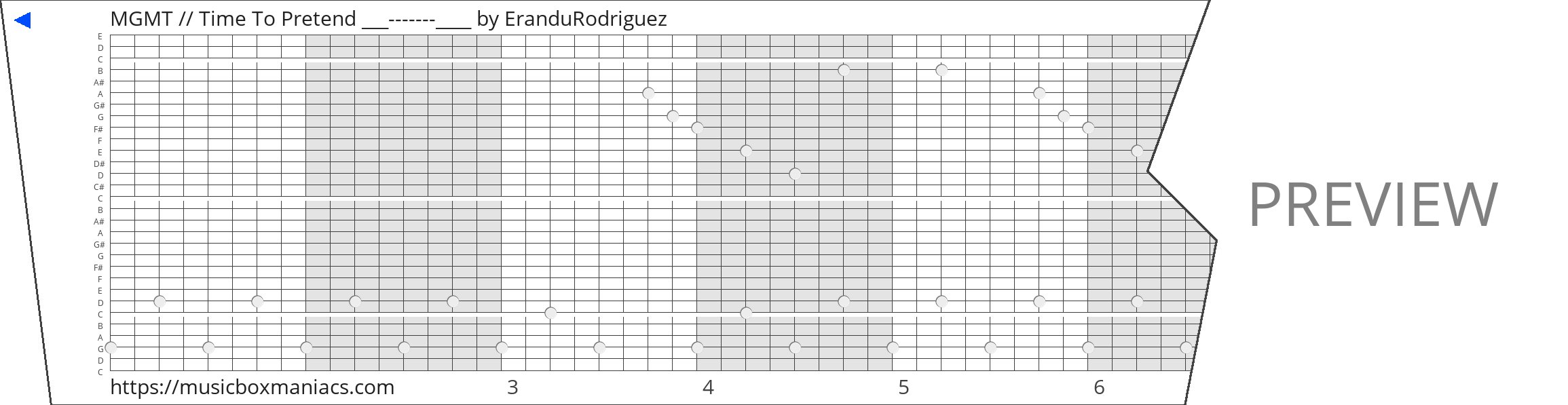 MGMT // Time To Pretend ___-------____ 30 note music box paper strip