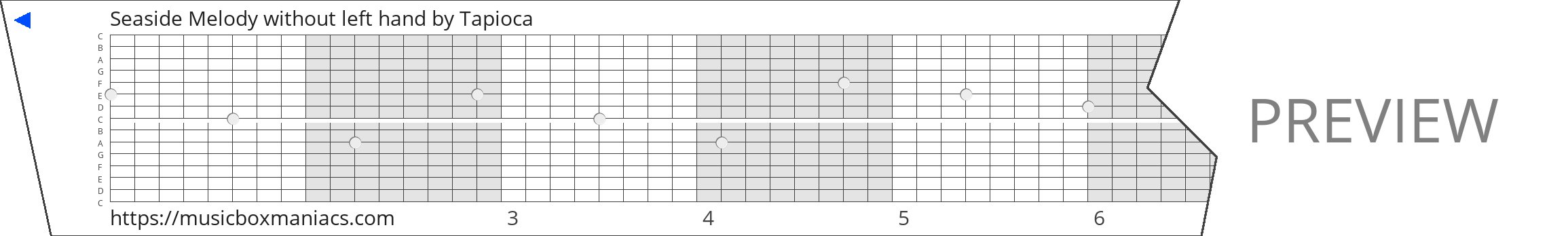 Seaside Melody without left hand 15 note music box paper strip