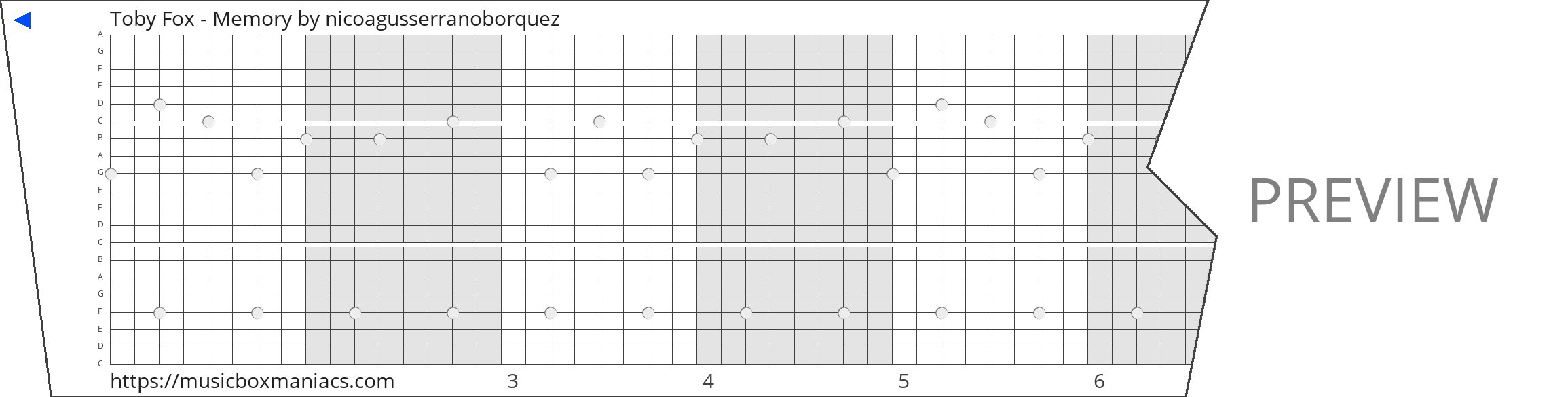 Toby Fox - Memory 20 note music box paper strip