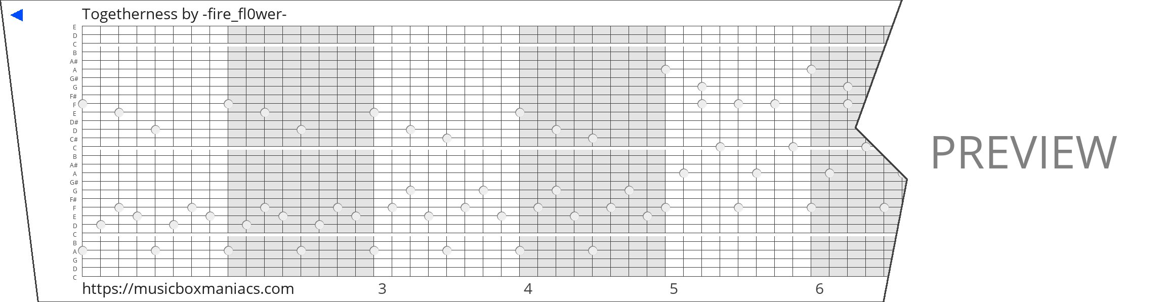 Togetherness 30 note music box paper strip