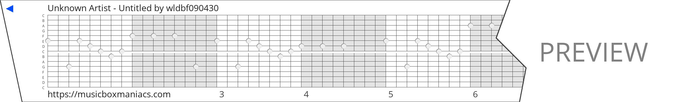 Unknown Artist - Untitled 15 note music box paper strip