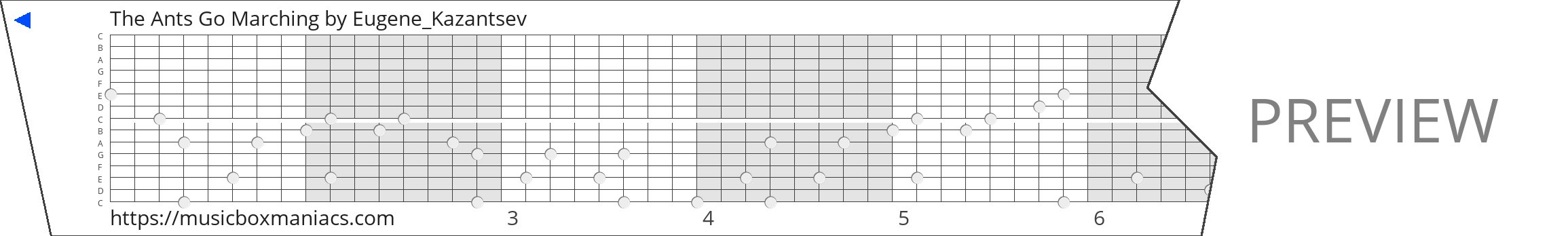 The Ants Go Marching 15 note music box paper strip