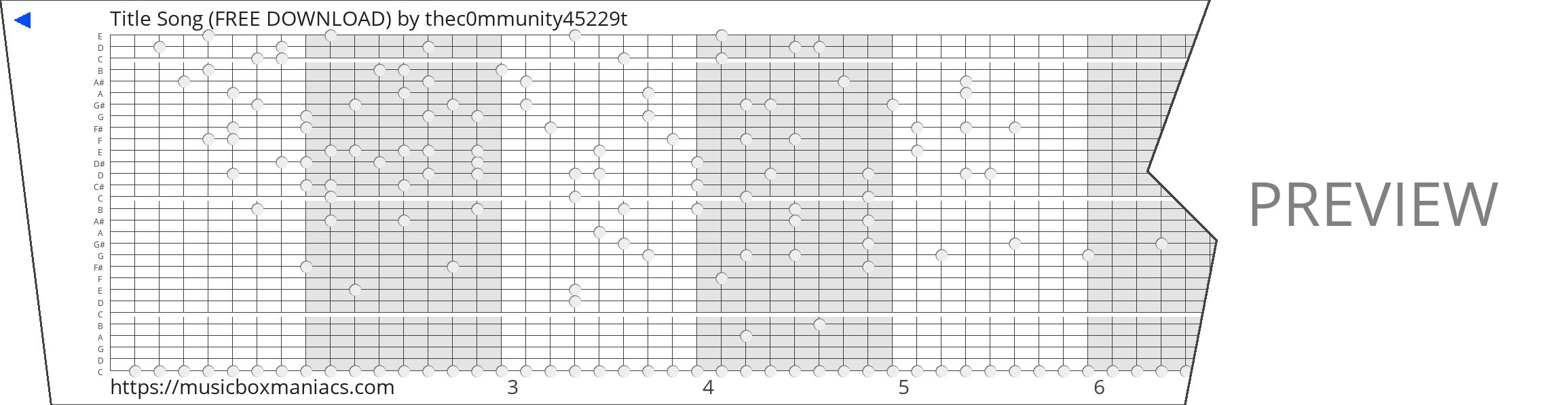 Title Song (FREE DOWNLOAD) 30 note music box paper strip