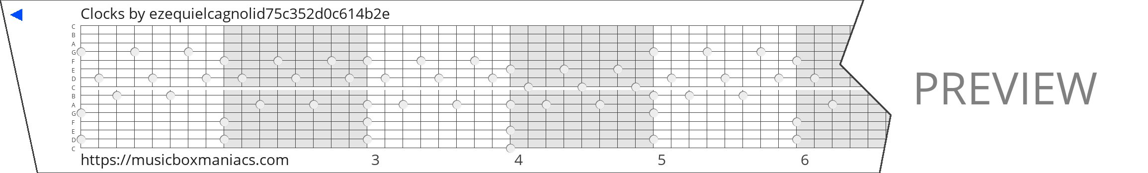 Clocks 15 note music box paper strip