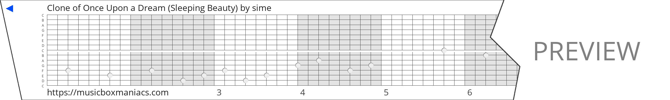 Clone of Once Upon a Dream (Sleeping Beauty) 15 note music box paper strip