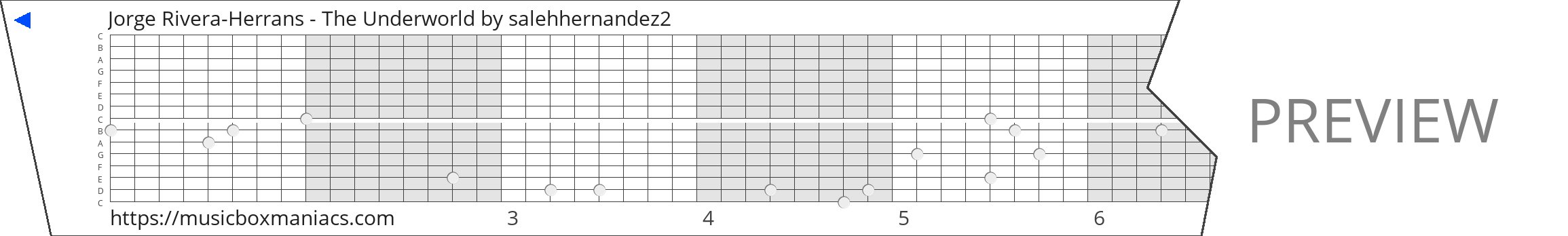 Jorge Rivera-Herrans - The Underworld 15 note music box paper strip