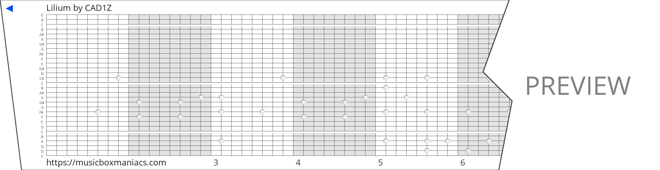 Lilium 30 note music box paper strip