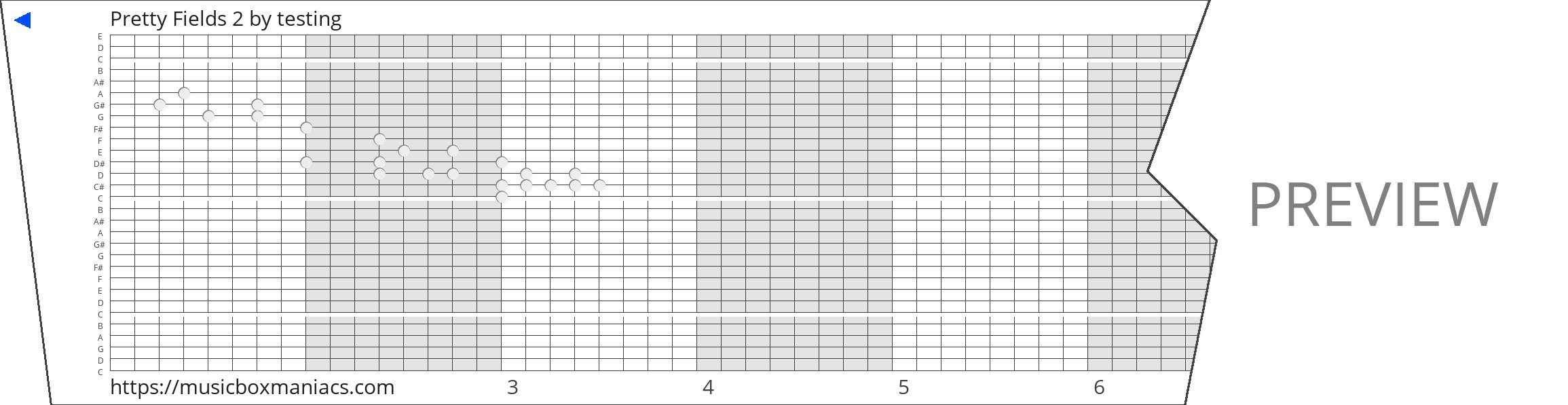 Pretty Fields 2 30 note music box paper strip