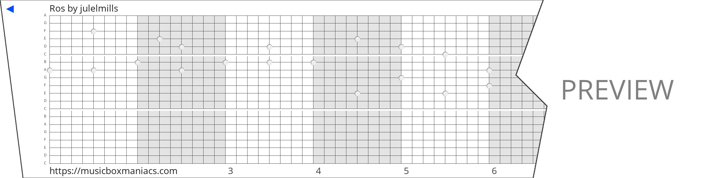 Ros 20 note music box paper strip