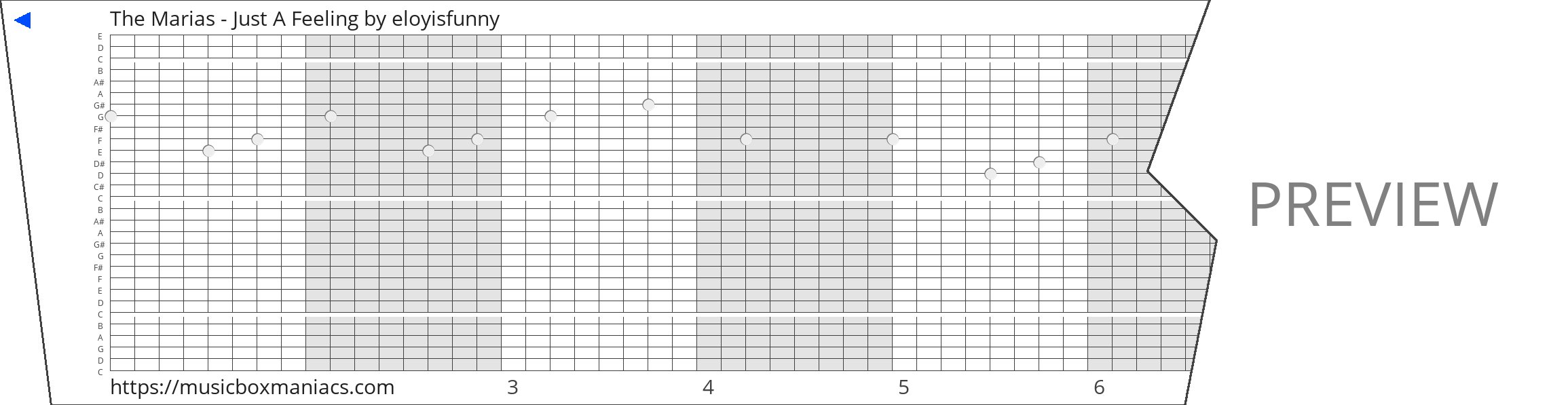 The Marias - Just A Feeling 30 note music box paper strip