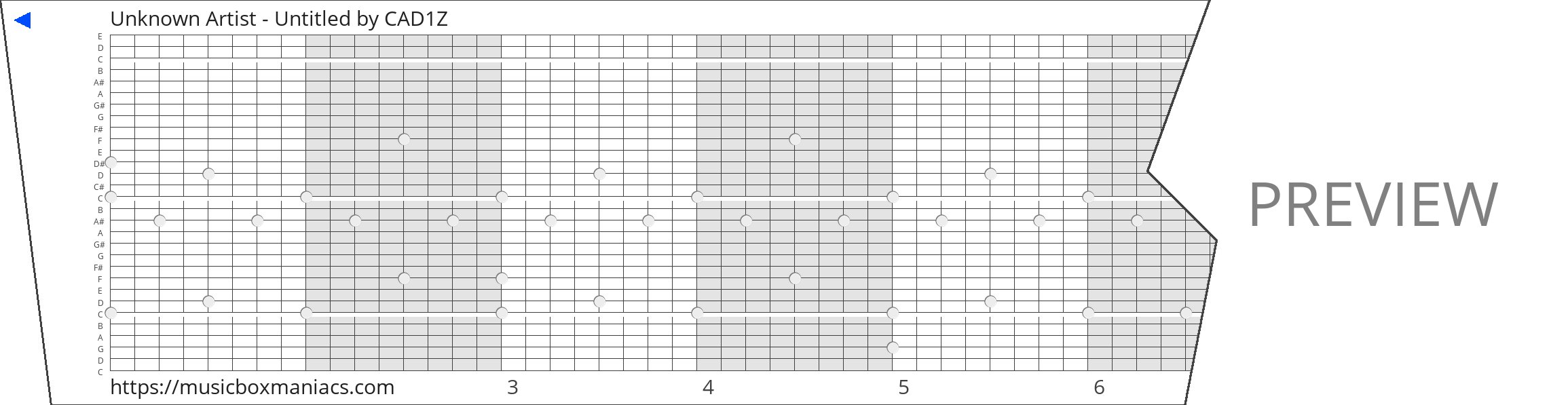 Unknown Artist - Untitled 30 note music box paper strip